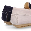 NEW suede leather Moccasin shoes with stirrup detail for little boys.