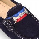 NEW suede leather Moccasin shoes with stirrup detail for little boys.