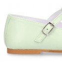 Nappa leather Little T-Strap OKAA Mary Jane shoes with perforated design in seasonal colors.