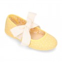 POLKA DOTS cotton canvas little Mary Jane shoes angel style with bow.