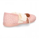 POLKA DOTS cotton canvas little Mary Jane shoes angel style with bow.