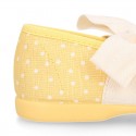 POLKA DOTS cotton canvas little Mary Jane shoes angel style with bow.