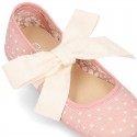 POLKA DOTS cotton canvas little Mary Jane shoes angel style with bow.