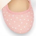 POLKA DOTS cotton canvas little Mary Jane shoes angel style with bow.