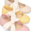 POLKA DOTS cotton canvas little Mary Jane shoes angel style with bow.