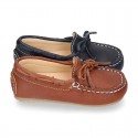 EXTRA SOFT nappa leather Moccasin shoes with bows for little kids.