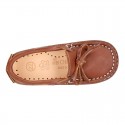 EXTRA SOFT nappa leather Moccasin shoes with bows for little kids.