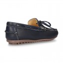 EXTRA SOFT nappa leather moccasin shoes with bows.