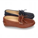 EXTRA SOFT nappa leather moccasin shoes with bows.