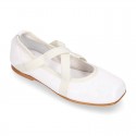 METALLIC SOFT SUEDE leather Ballet flat shoes dancer style with square toe cap.