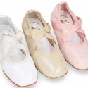 METALLIC SOFT SUEDE leather Ballet flat shoes dancer style with square toe cap.