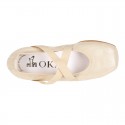 METALLIC SOFT SUEDE leather Ballet flat shoes dancer style with square toe cap.