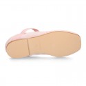 METALLIC SOFT SUEDE leather Ballet flat shoes dancer style with square toe cap.