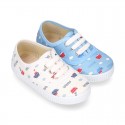 Cotton canvas Bamba type shoes with shoelaces and BOATS design.