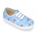 Cotton canvas Bamba type shoes with shoelaces and BOATS design.