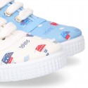 Cotton canvas Bamba type shoes with shoelaces and BOATS design.