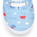 Cotton canvas Bamba type shoes with shoelaces and BOATS design.