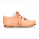 Nappa leather ENGLISH style shoes with laces with tassels in FASHION colors.