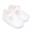 Cotton Canvas Pepito or T-strap shoes with buckle fastening for little kids.