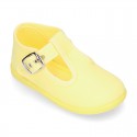 Cotton Canvas Pepito or T-strap shoes with buckle fastening for little kids.