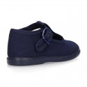 Cotton Canvas Pepito or T-strap shoes with buckle fastening for little kids.