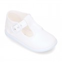 Cotton Canvas Pepito or T-strap shoes with buckle fastening for little kids.