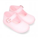 Cotton Canvas Merceditas or little Mary Jane shoes with buckle fastening for little girls.