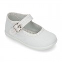 Cotton Canvas Merceditas or little Mary Jane shoes with buckle fastening for little girls.