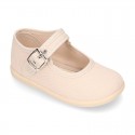 Cotton Canvas Merceditas or little Mary Jane shoes with buckle fastening for little girls.