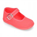 Cotton Canvas Merceditas or little Mary Jane shoes with buckle fastening for little girls.