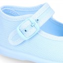 Cotton Canvas Merceditas or little Mary Jane shoes with buckle fastening for little girls.