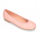 SOFT Nappa leather girl ballet flats with elastic band.