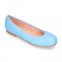 SOFT Nappa leather girl ballet flats with elastic band.