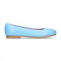 SOFT Nappa leather girl ballet flats with elastic band.