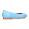 SOFT Nappa leather girl ballet flats with elastic band.