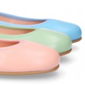 SOFT Nappa leather girl ballet flats with elastic band.