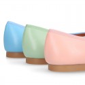 SOFT Nappa leather girl ballet flats with elastic band.