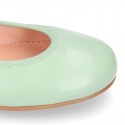 SOFT Nappa leather girl ballet flats with elastic band.