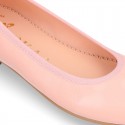 SOFT Nappa leather girl ballet flats with elastic band.