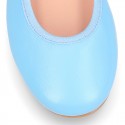 SOFT Nappa leather girl ballet flats with elastic band.