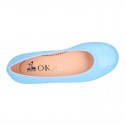 SOFT Nappa leather girl ballet flats with elastic band.