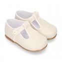 CEREMONY LINEN T-strap shoes for little kids.