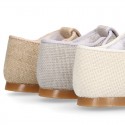 CEREMONY LINEN T-strap shoes for little kids.