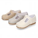 CEREMONY LINEN T-strap shoes for little kids.