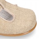 CEREMONY LINEN T-strap shoes for little kids.