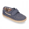 WASHED Cotton Canvas kids Boat shoes espadrille style laceless.