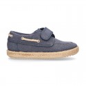 WASHED Cotton Canvas kids Boat shoes espadrille style laceless.