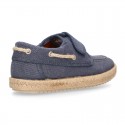 WASHED Cotton Canvas kids Boat shoes espadrille style laceless.