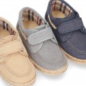 WASHED Cotton Canvas kids Boat shoes espadrille style laceless.