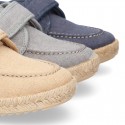 WASHED Cotton Canvas kids Boat shoes espadrille style laceless.